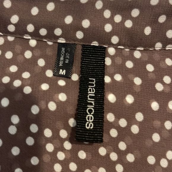 Maurices Women's M Brown Polka Dot Blouse Polyester V-Neck Lightweight Top - Picture 6 of 9